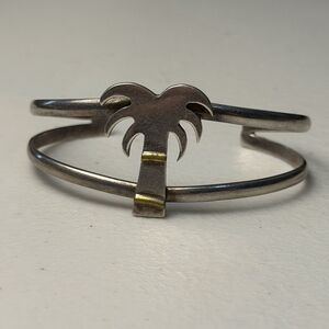 Vintage Sterling 2 Tone Palm Cuff Bracelet
